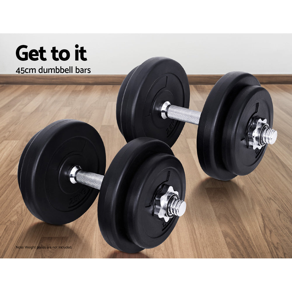 45cm Dumbbell Bar Solid Steel Pair Gym Home Exercise Fitness 150KG Capacity-4