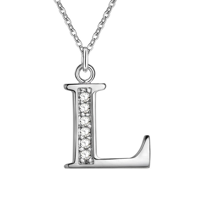 26 Letters A-Z Free Shipping silver plated Necklace Stamp fashion silver jewelry Fashion Pendant best birthday gift