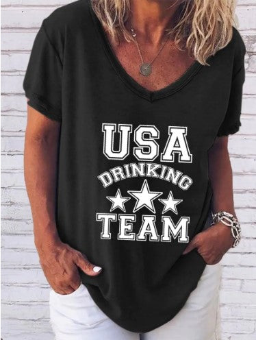 Women's "USA Drinking Team" Print Shirt