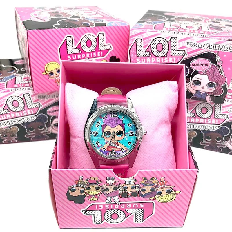 Lol Surprise Leather Watch with Cartoon Doll Pattern