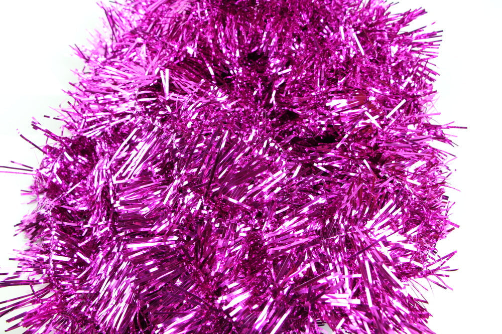 50 X Christmas Tinsel Thin Xmas Garland Tree Decorations - Hot Pink-0