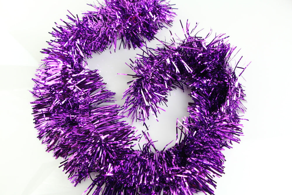 50 X Christmas Tinsel Thin Xmas Garland Tree Decorations - Purple-1