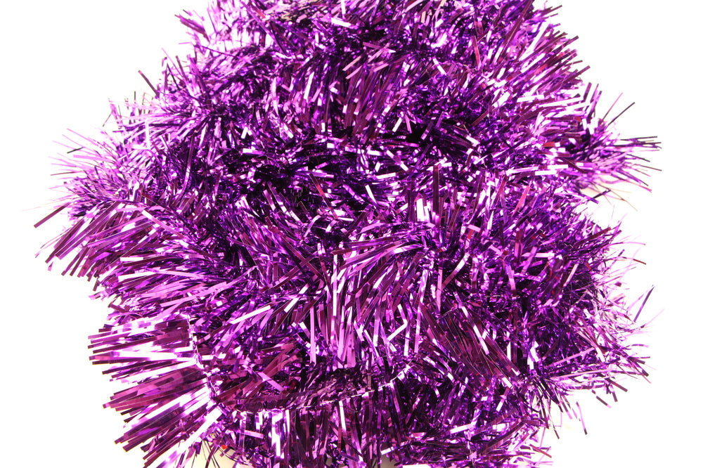 50 X Christmas Tinsel Thin Xmas Garland Tree Decorations - Purple-0