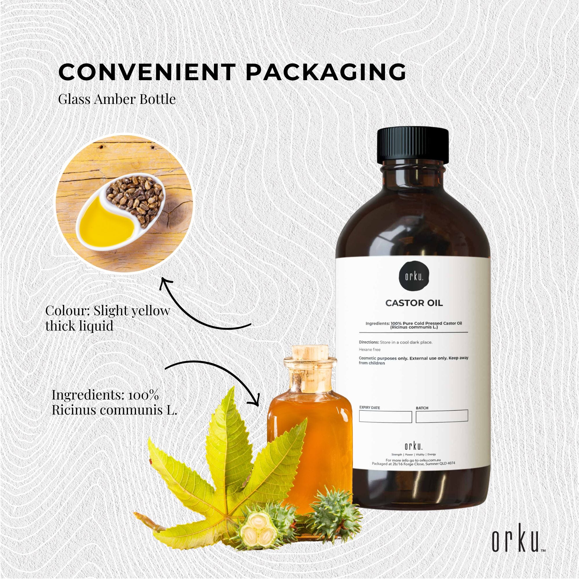 500ml Castor Oil - Hexane Free Cold Pressed Virgin Skin Hair Care-4