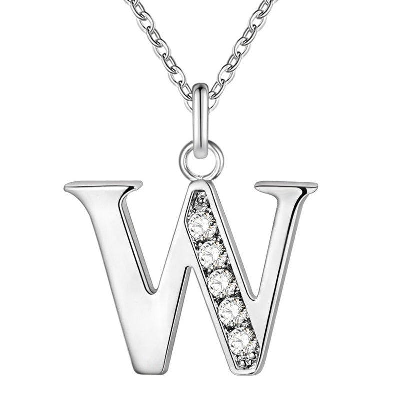 26 Letters A-Z Free Shipping silver plated Necklace Stamp fashion silver jewelry Fashion Pendant best birthday gift