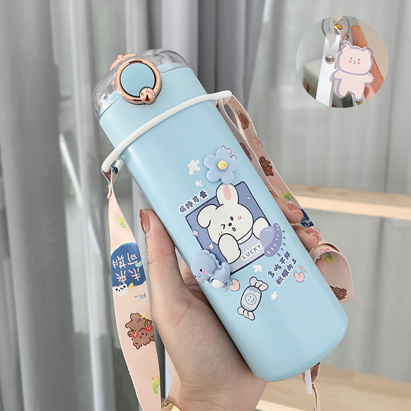 Water Bottle  Cup Female Cute Girl Bottle With Straw High Value