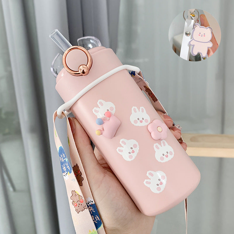 Water Bottle  Cup Female Cute Girl Bottle With Straw High Value