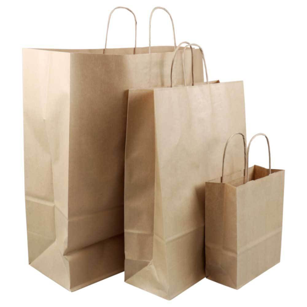 50x Brown Paper Bags - Kraft Eco Recyclable Reusable Gift Carry Shopping Retail-0