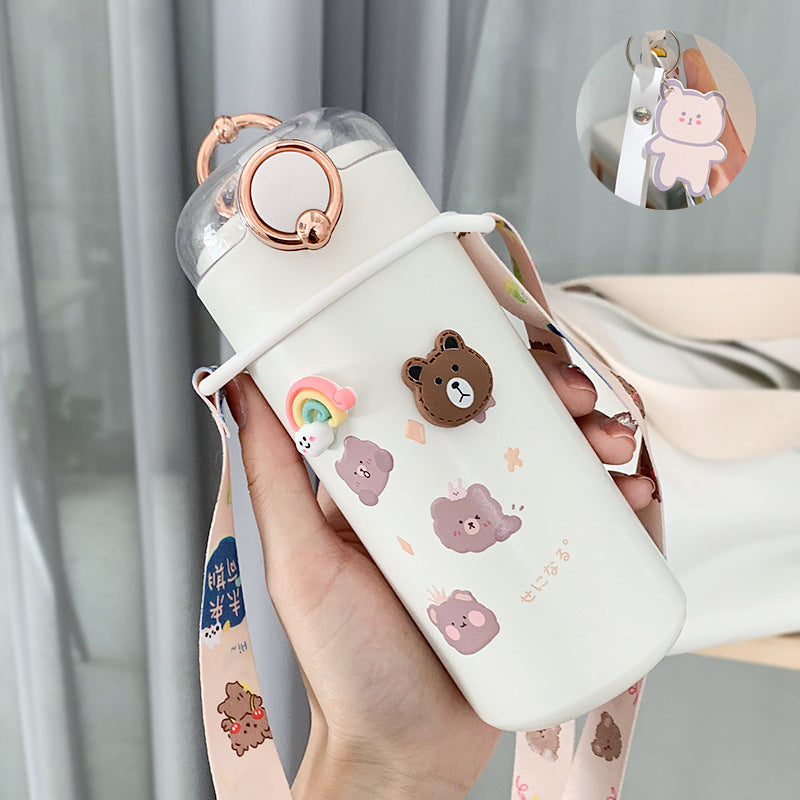 Water Bottle  Cup Female Cute Girl Bottle With Straw High Value