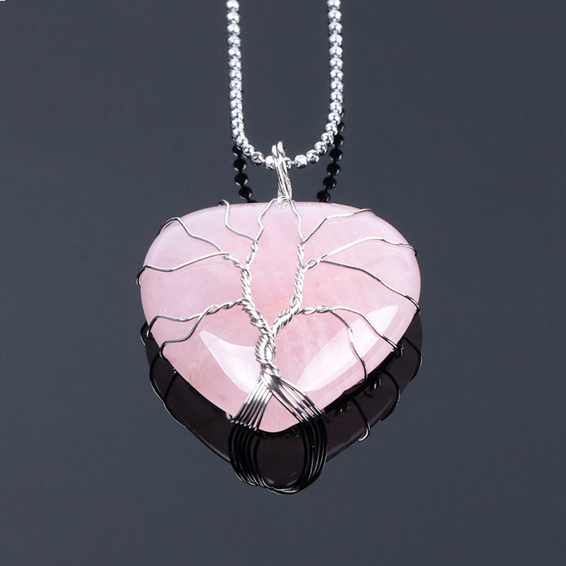 Women's Love Heart Pendant Natural Crystal Stone