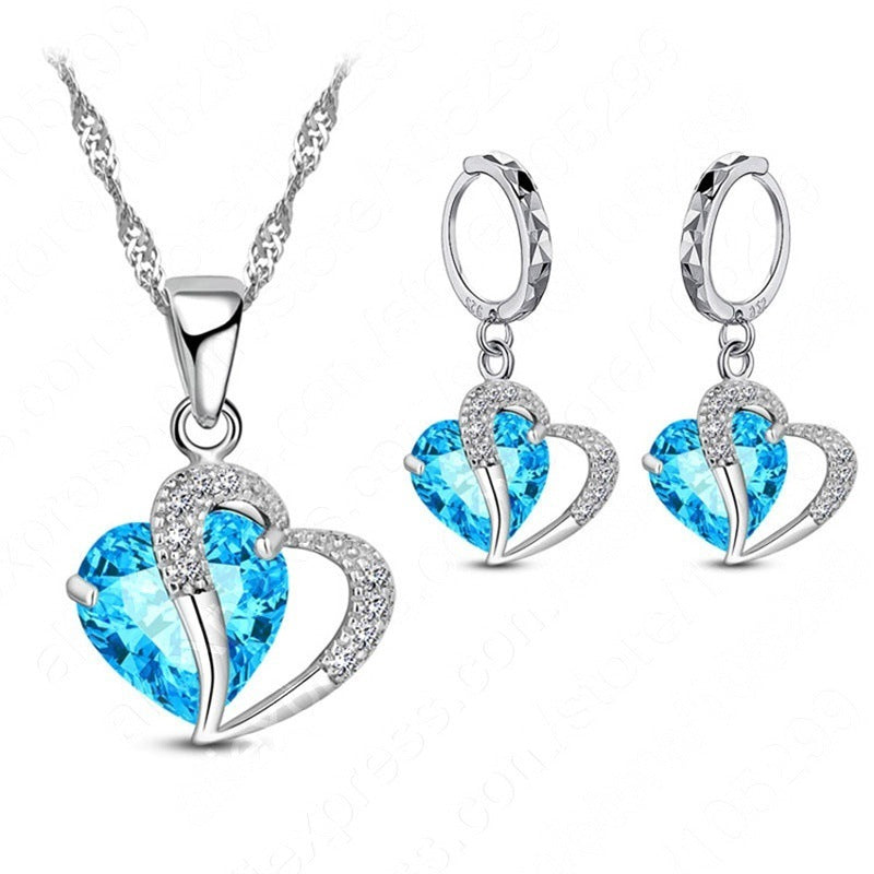 Heart-shaped Earrings Necklace Jewelry Set Decorations Wedding