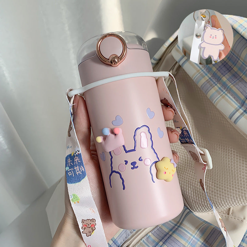 Water Bottle  Cup Female Cute Girl Bottle With Straw High Value