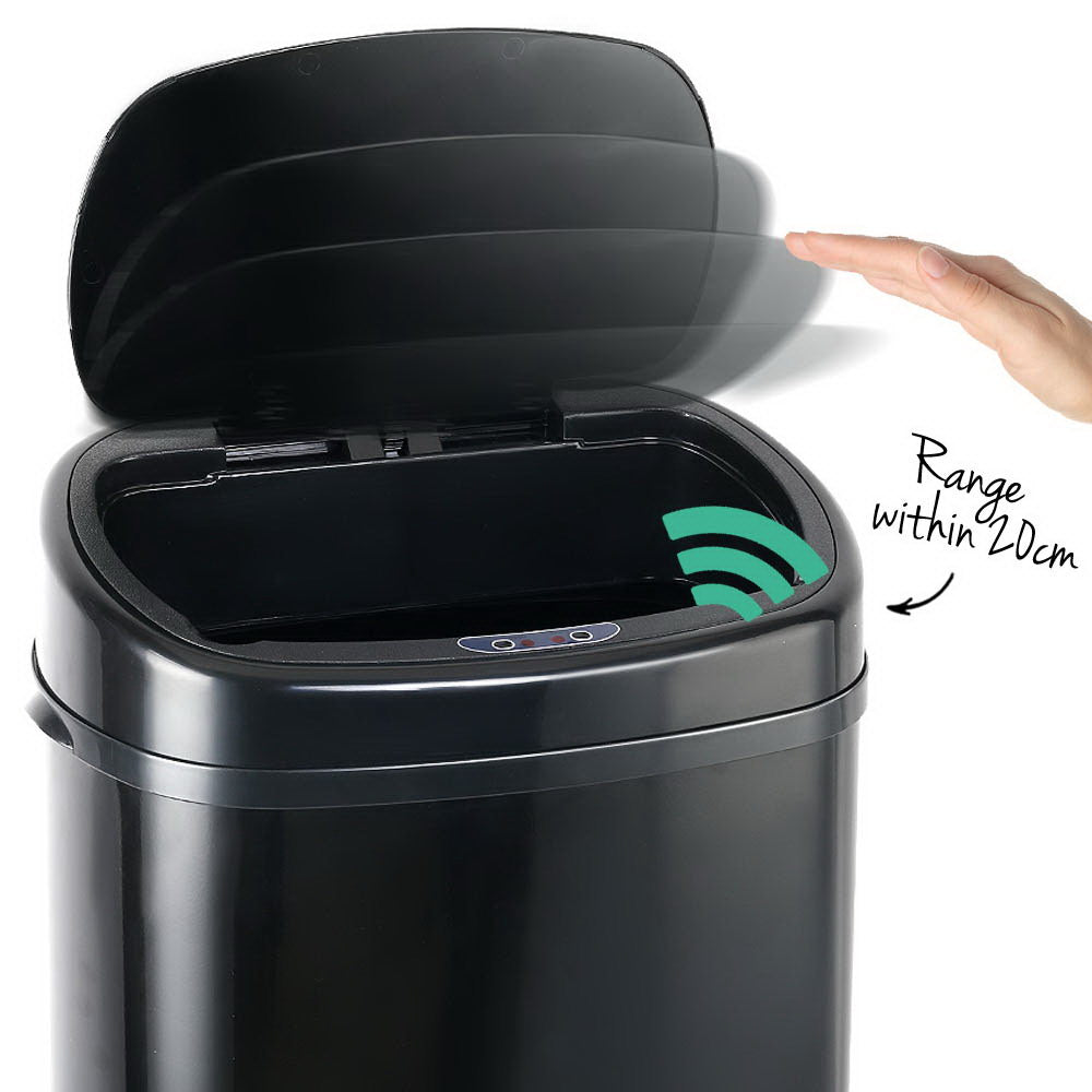 58L Motion Sensor Rubbish Bin - Black-3