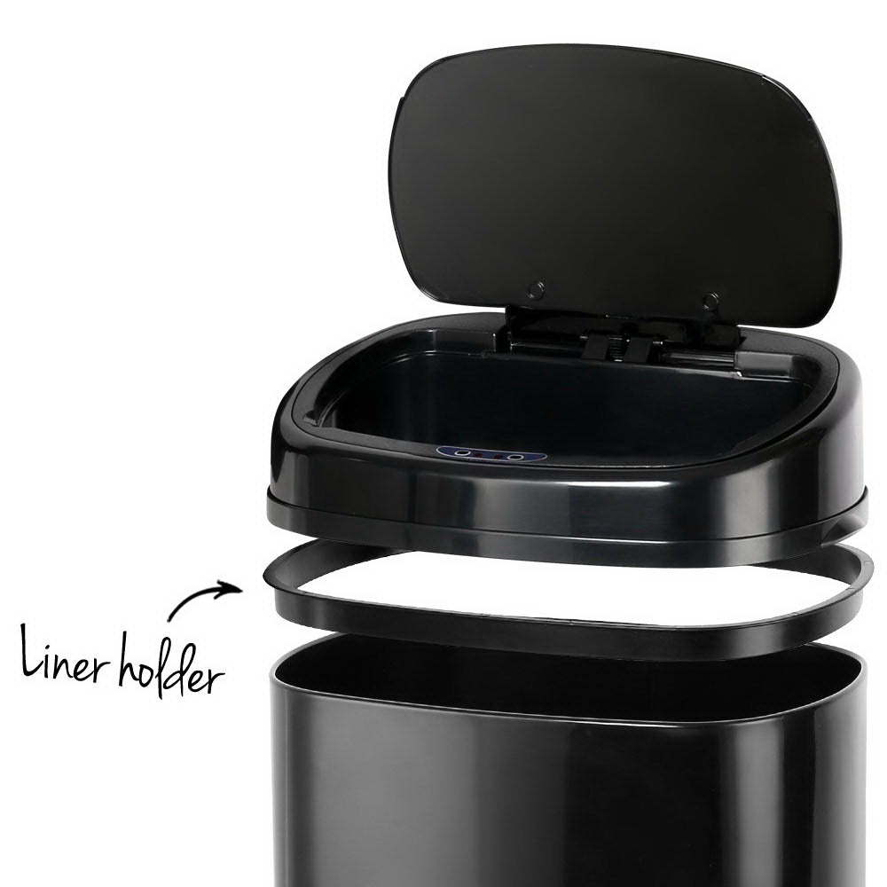 58L Motion Sensor Rubbish Bin - Black-5