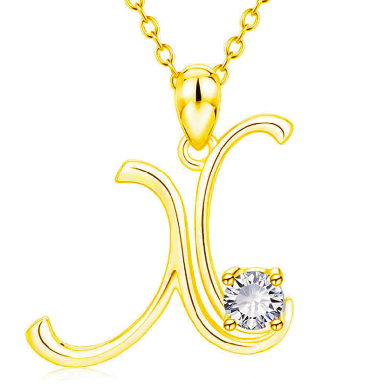 Fashion Gold Initial Letter Rhinestone Necklace