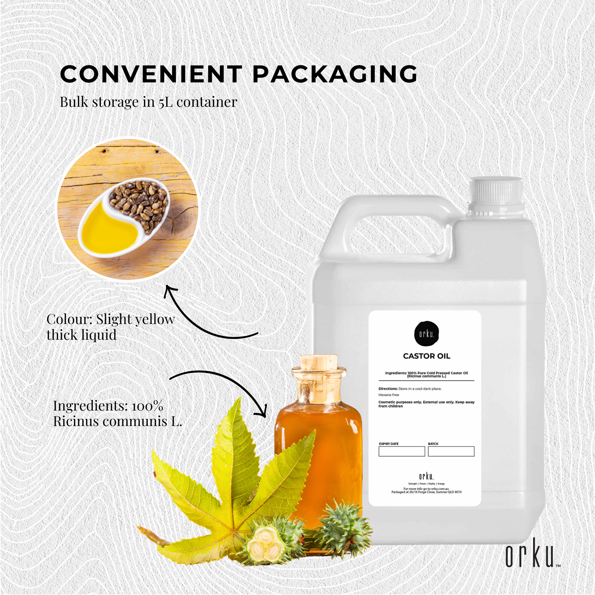 5L Castor Oil - Hexane Free Cold Pressed Skin Hair Care-5