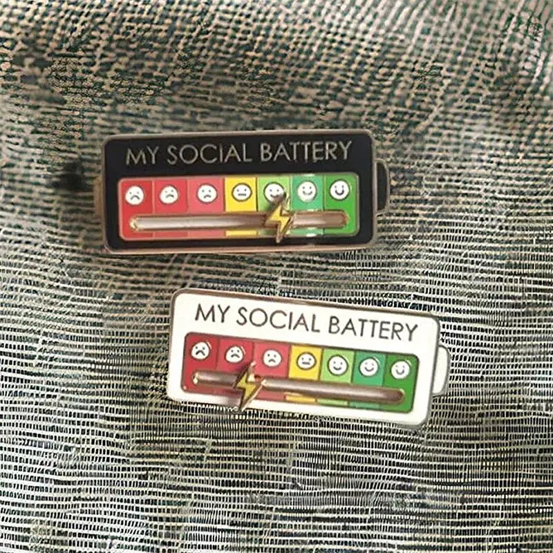 My Social Battery Mood Switching Brooch Funny Enamel Pin