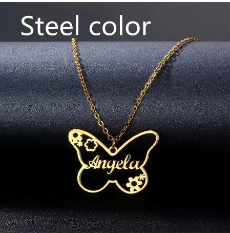 Name Necklace Customized Titanium Steel Eight-character Letter Ladies Pendant