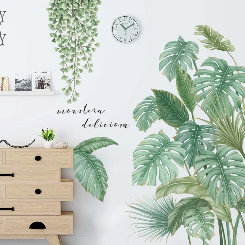 Nordic Green Leaf Weed Wall Sticker