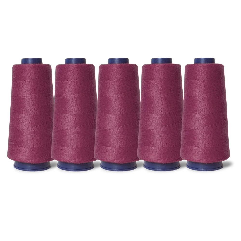 5x Cerise Cherry Pink Sewing Overlocker Thread - 2000m Hemline Polyester Spools-0