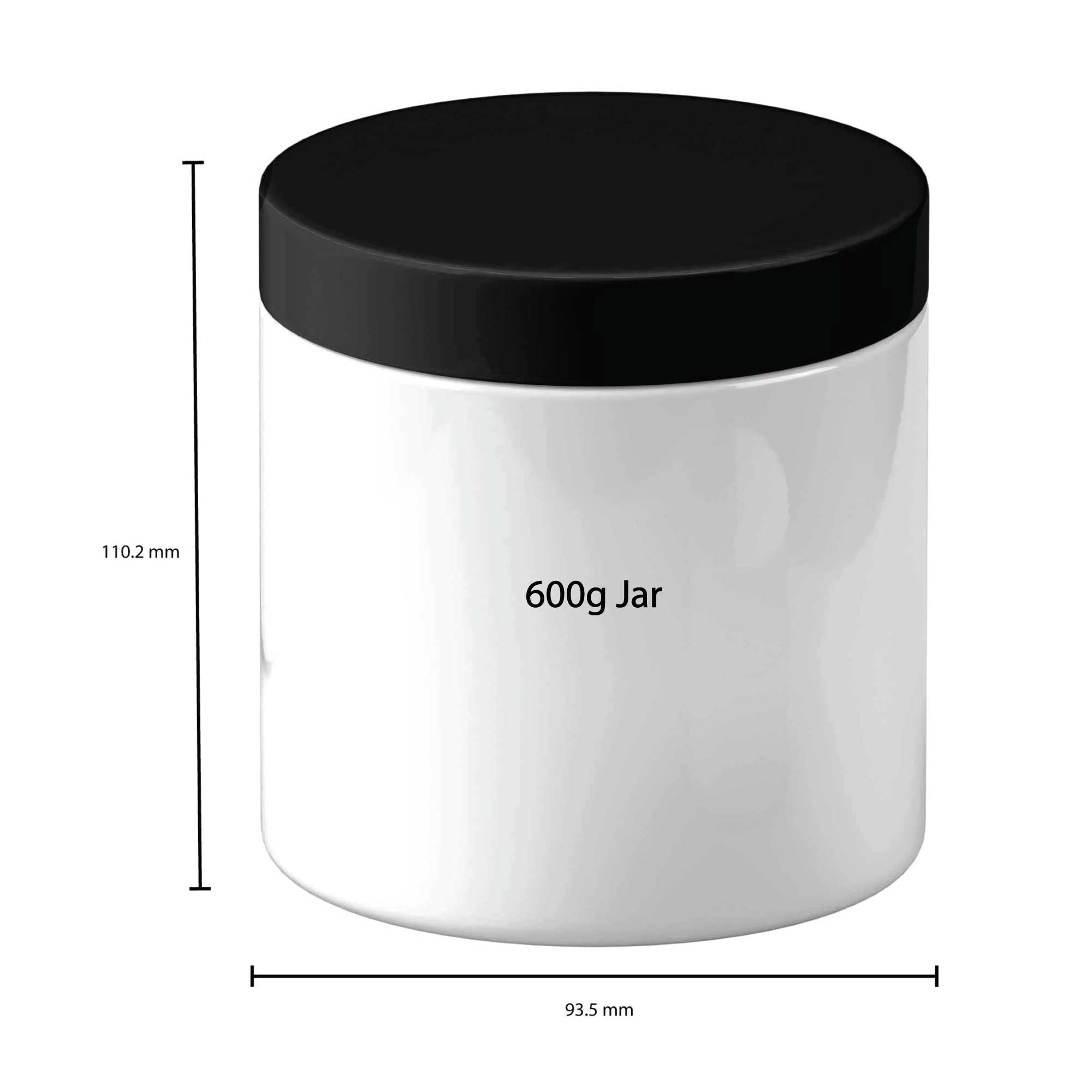 5x Plastic Cosmetic Jar + Lids - 100g 200g 250g 500g 600g Empty White Container-2