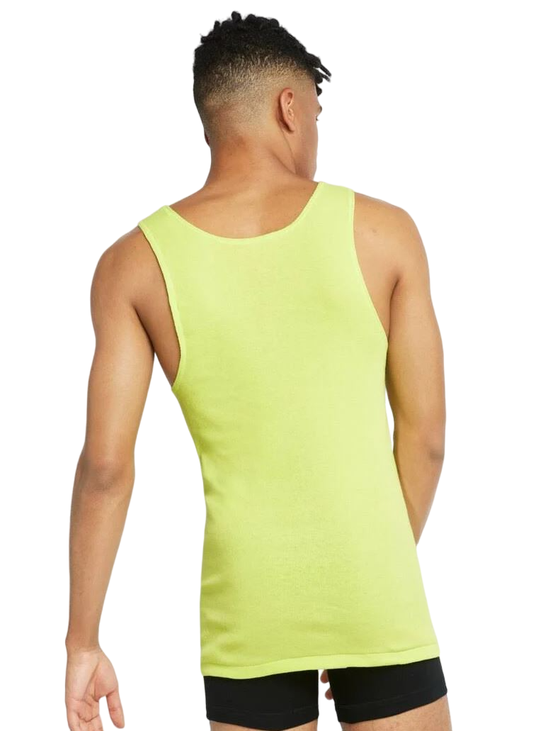 6 x Bonds X-Temp Fluro Yellow Mens Chesty Cotton Plain Singlet Tank Top-2