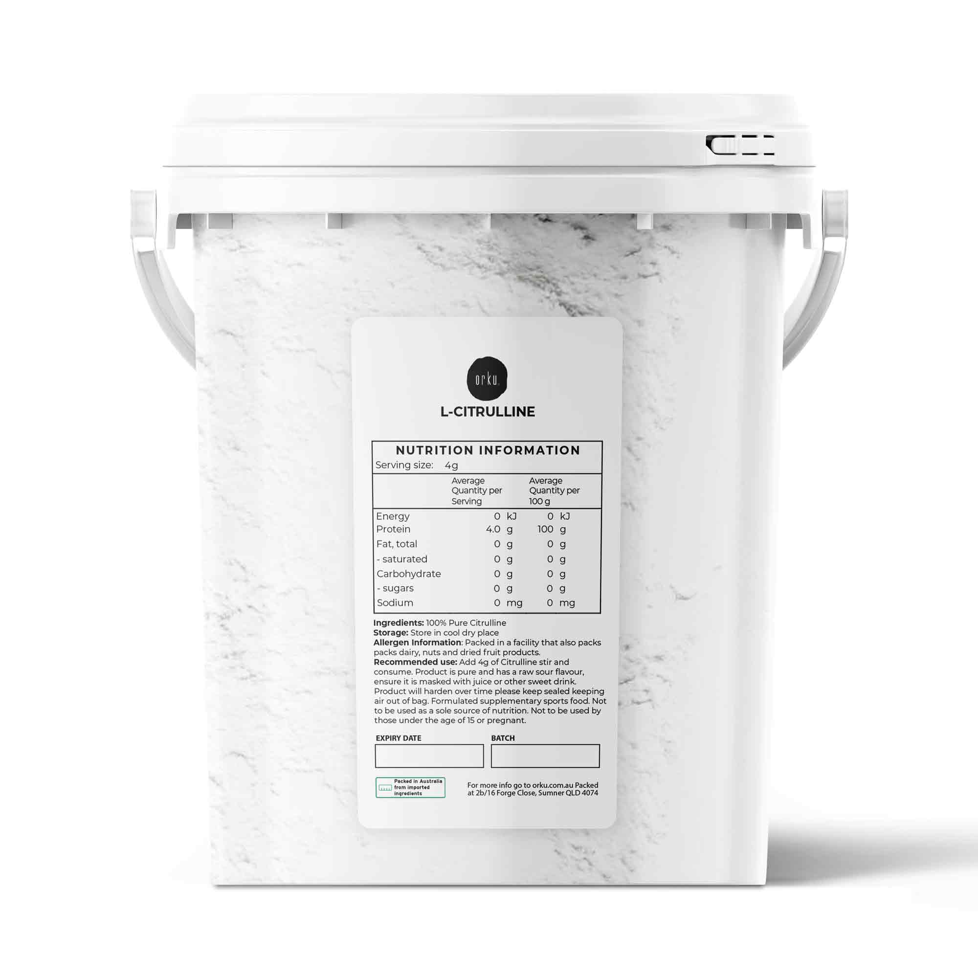 600g L-Citrulline Powder Bucket - Pure Amino Acid Pre-Workout Supplement-0