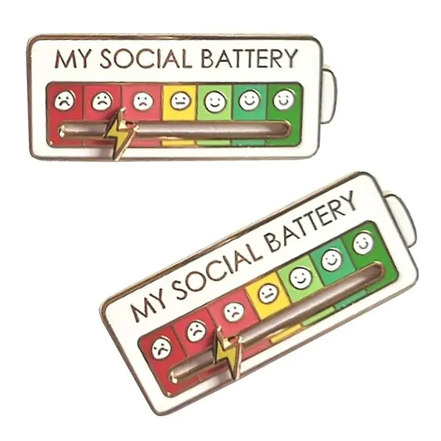 Funny Enamel Pin My Social Battery Creative Lapel Pin