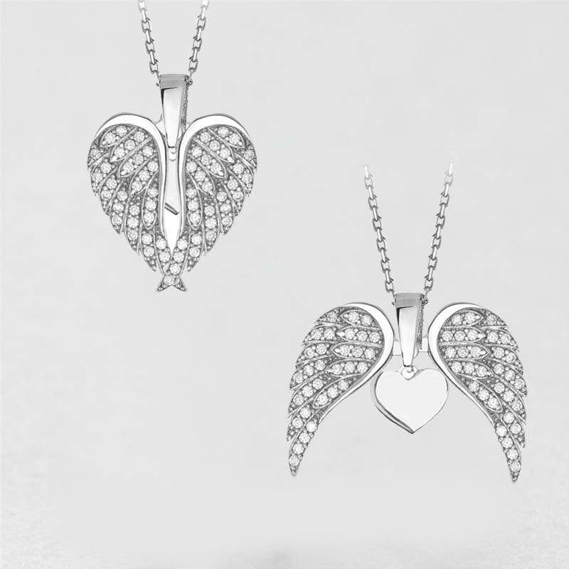 Women's Heart Shaped Angel Wing Necklace