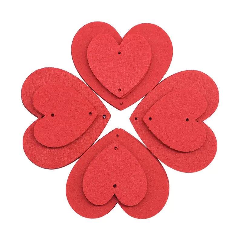 80 Red Hearts Felt Garland