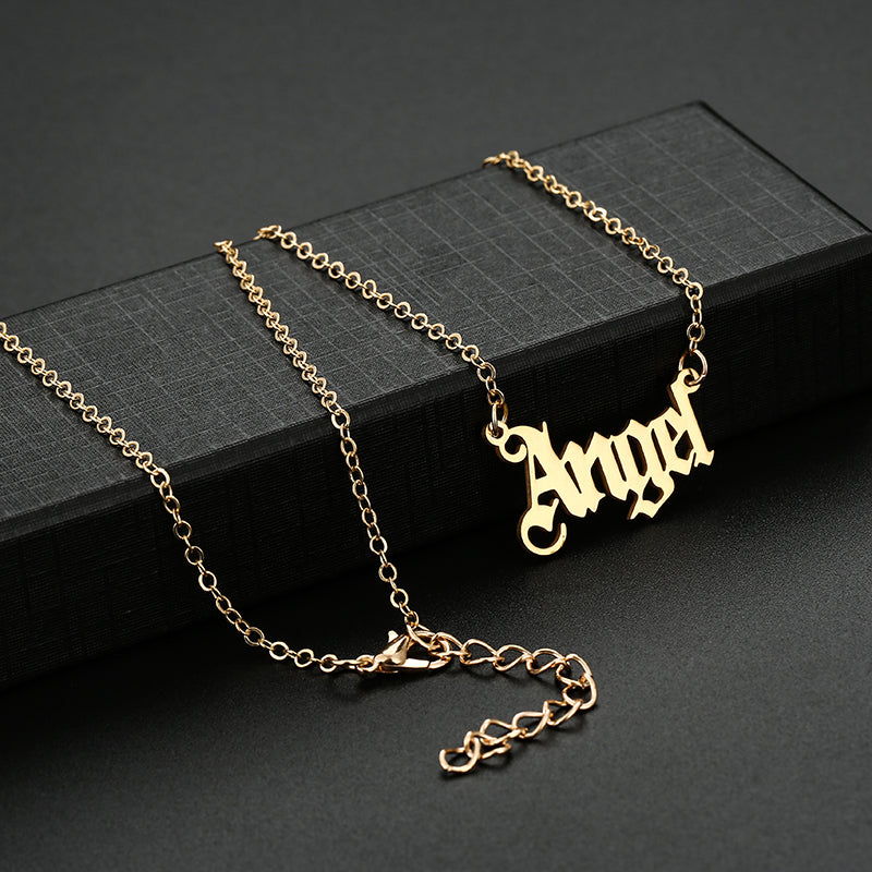 Cute Letter Angel Stainless Steel Necklace