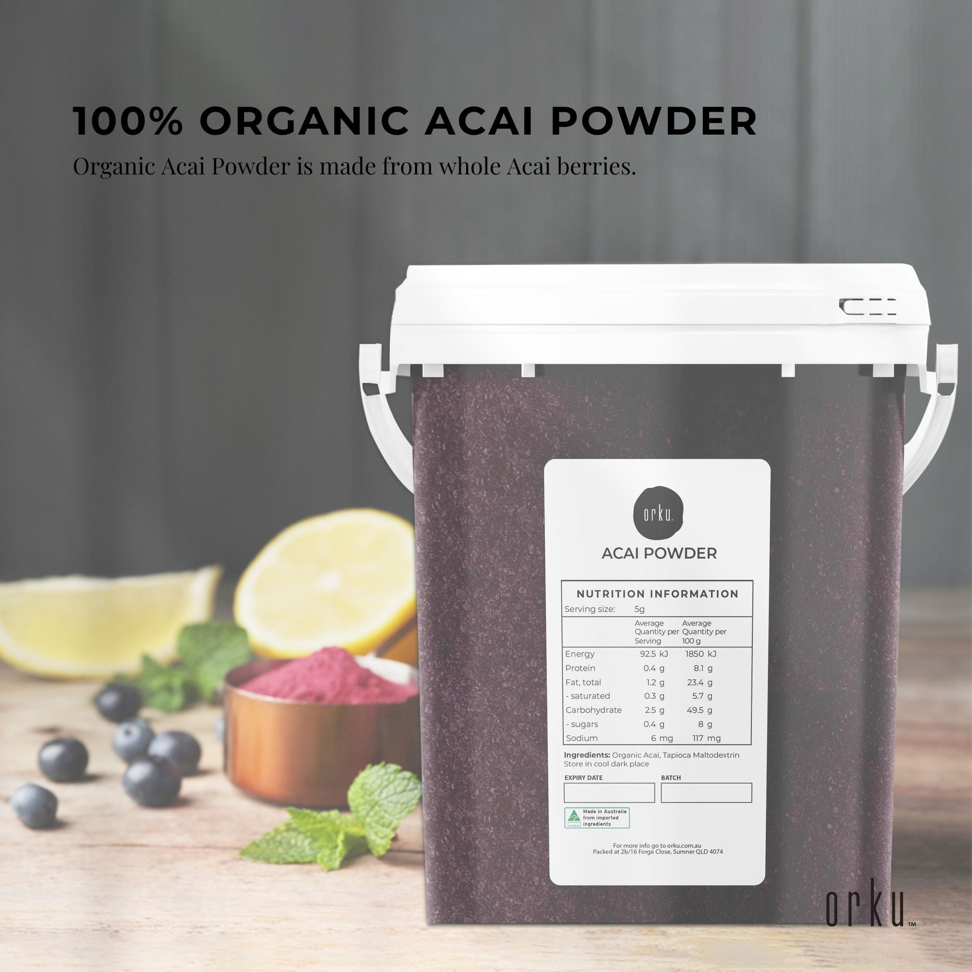 700g Acai Powder Bucket 100% Organic - Pure Superfood Amazon Berries-1