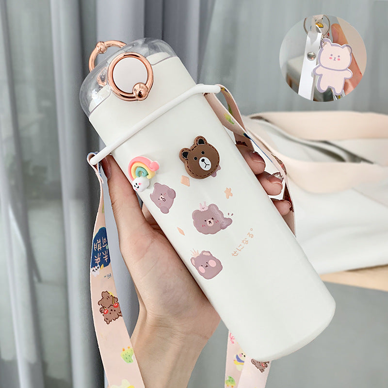 Water Bottle  Cup Female Cute Girl Bottle With Straw High Value