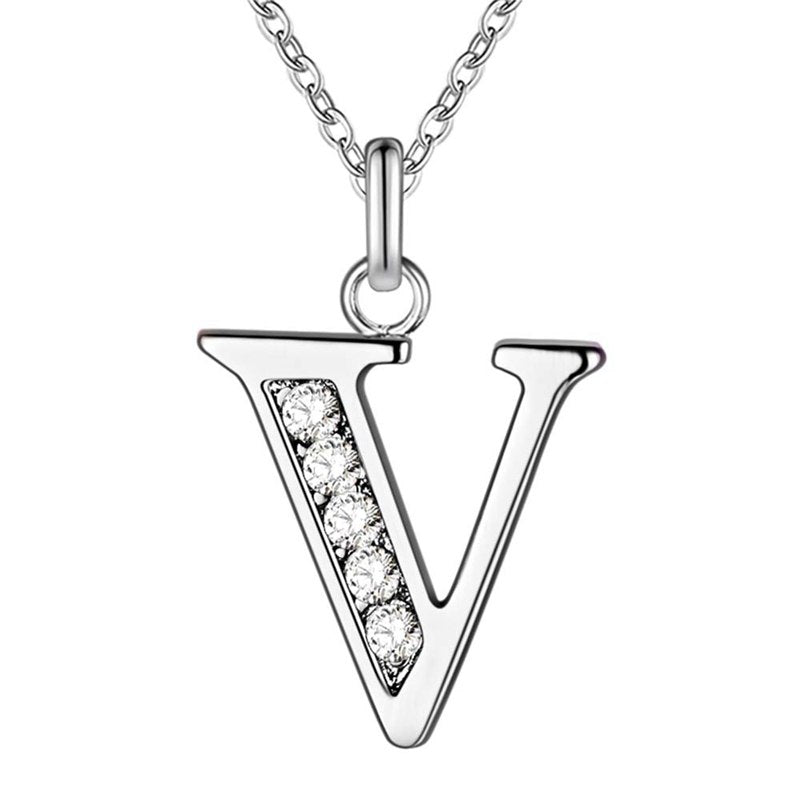 26 Letters A-Z Free Shipping silver plated Necklace Stamp fashion silver jewelry Fashion Pendant best birthday gift