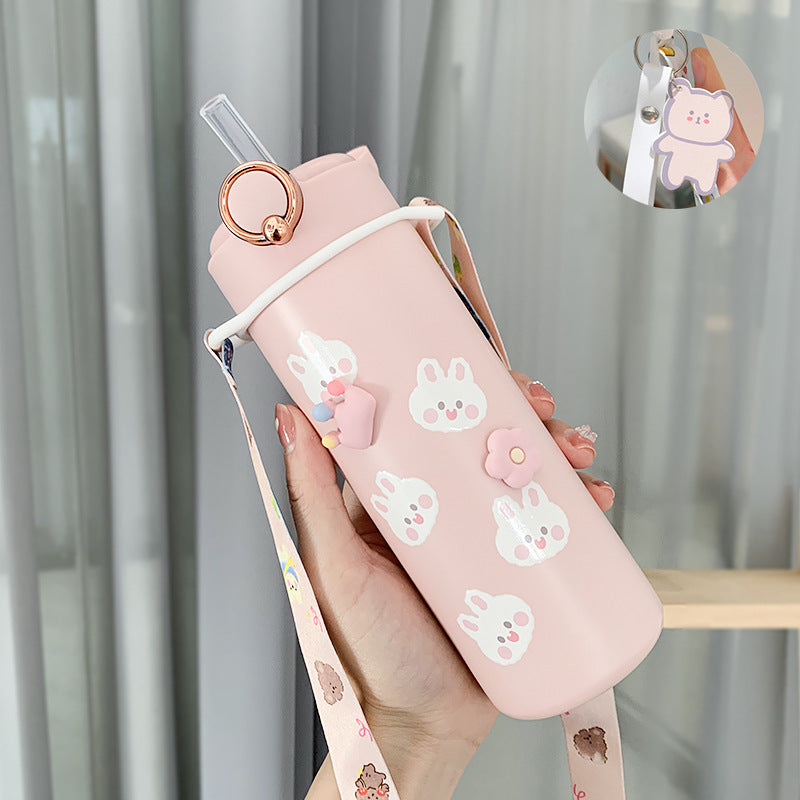 Water Bottle  Cup Female Cute Girl Bottle With Straw High Value