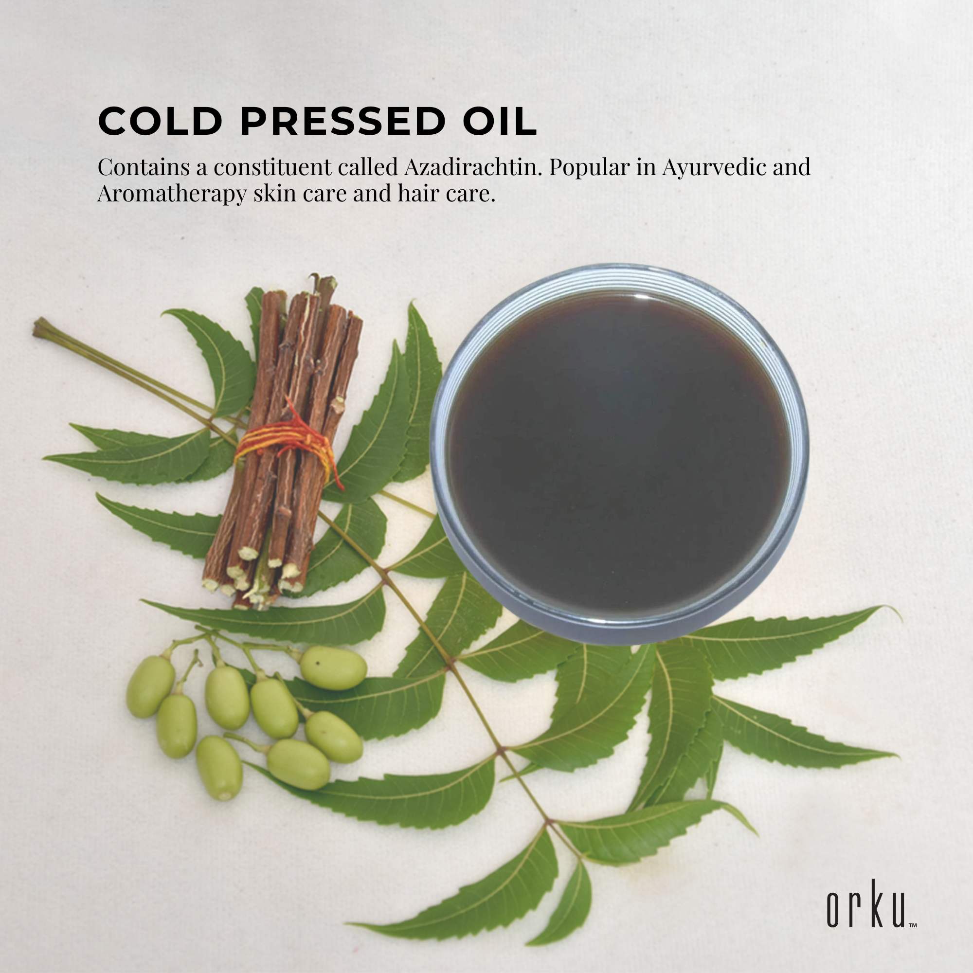 Orku Organic Neem Seed Oil - Debitterised Cold Pressed Azadirachtin Indica-5