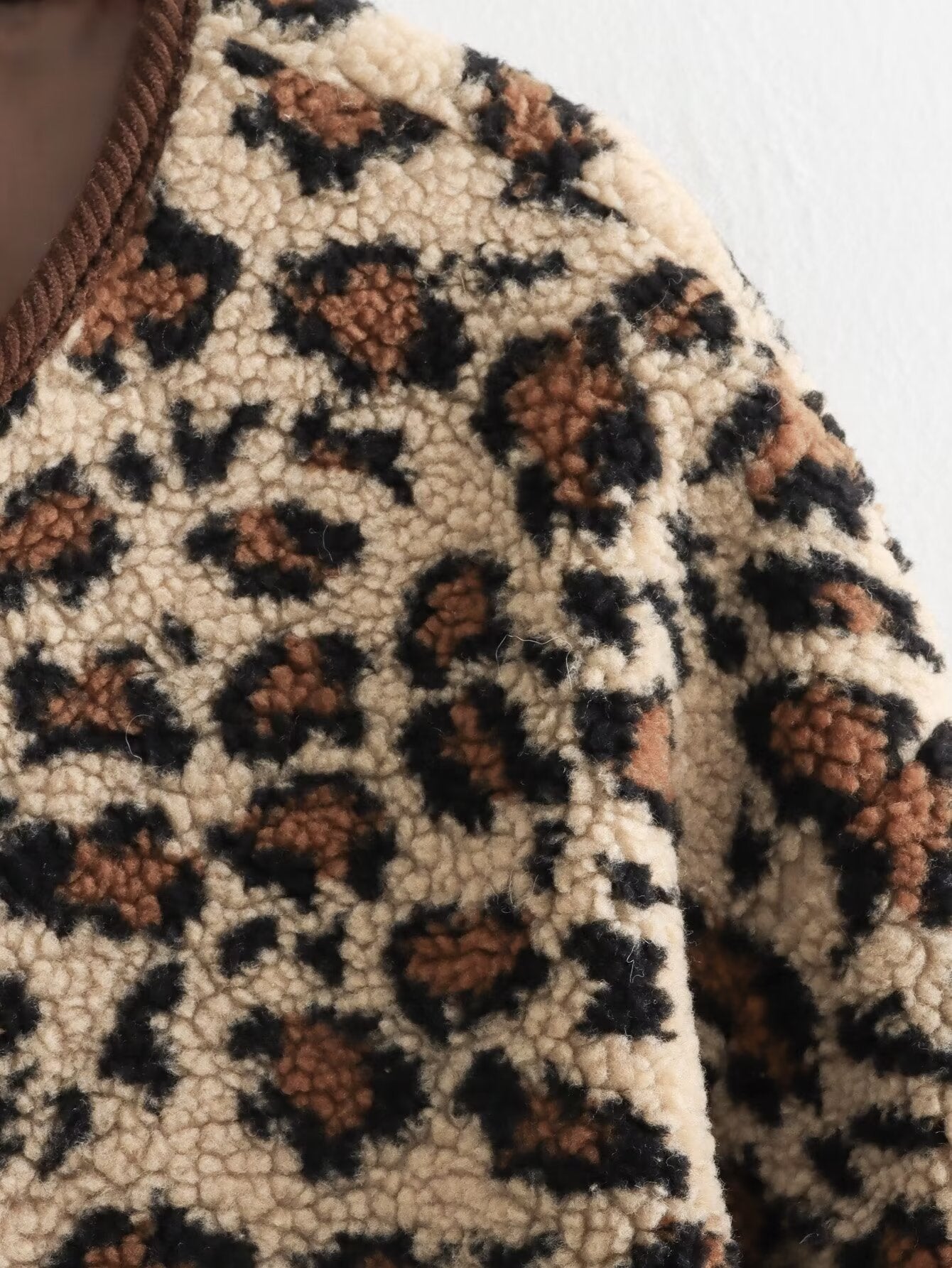 European And American Style Fashion Loose Leopard Print Lamb Wool Coat