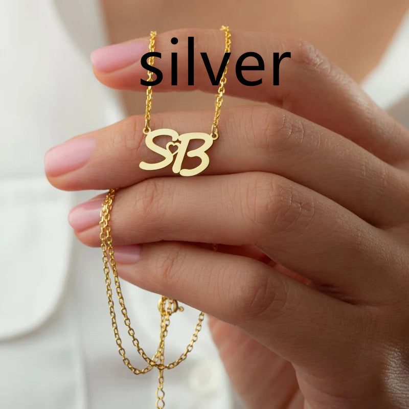 Stainless Steel Gold-plated Personalized Letter Pendant Necklace