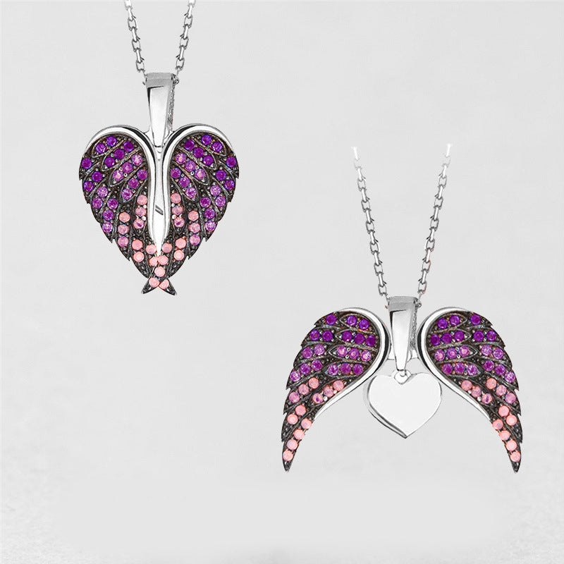 Women's Heart Shaped Angel Wing Necklace