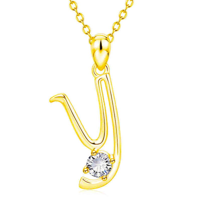 Fashion Gold Initial Letter Rhinestone Necklace