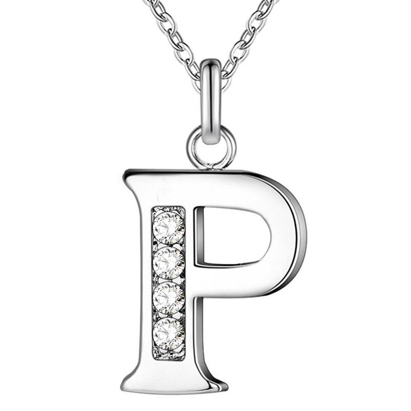 26 Letters A-Z Free Shipping silver plated Necklace Stamp fashion silver jewelry Fashion Pendant best birthday gift