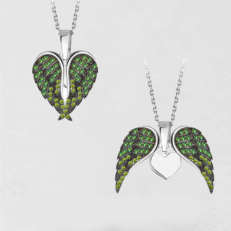 Women's Heart Shaped Angel Wing Necklace