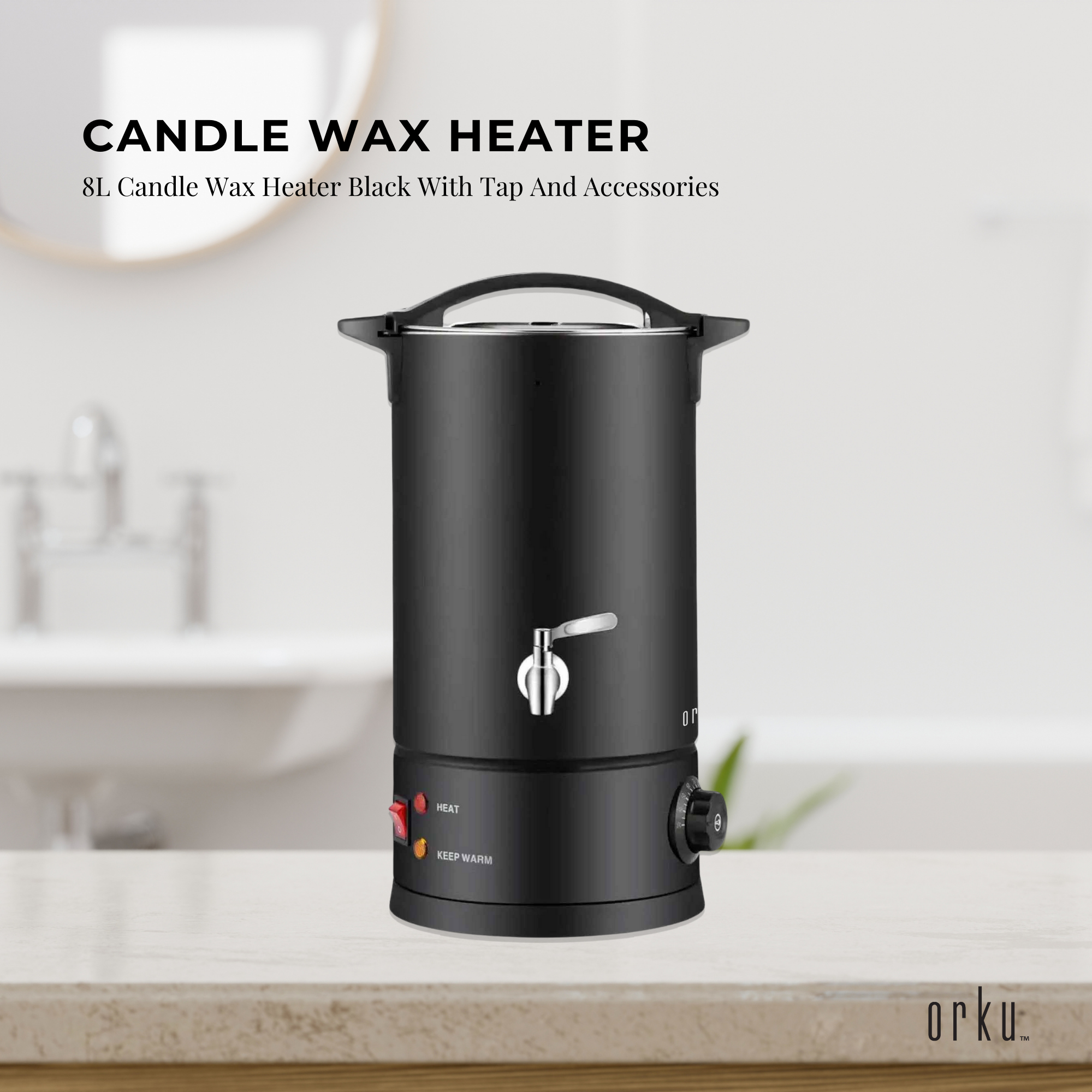 8L Candle Wax Heater Black With Tap And Accessories - Candle Wax Melter-1