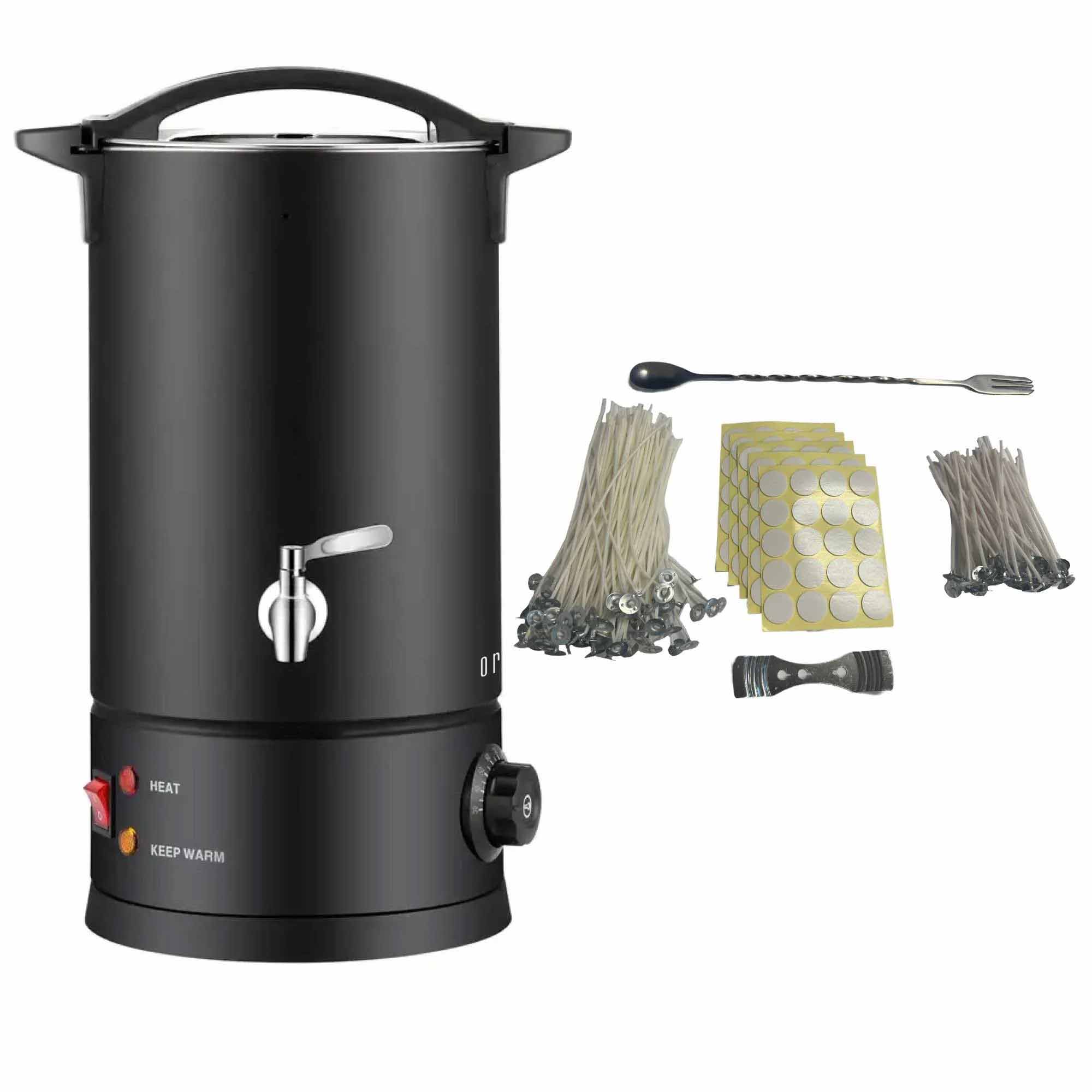 8L Candle Wax Heater Black With Tap And Accessories - Candle Wax Melter-0