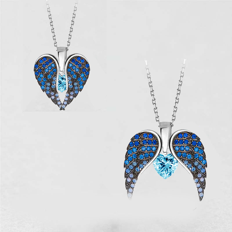 Women's Heart Shaped Angel Wing Necklace