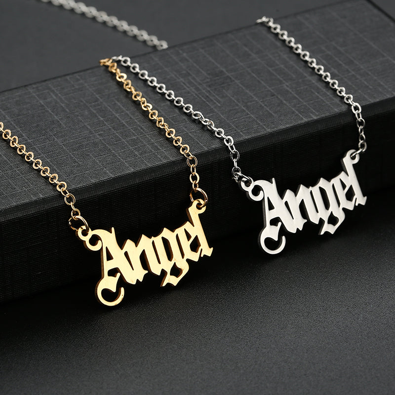 Cute Letter Angel Stainless Steel Necklace