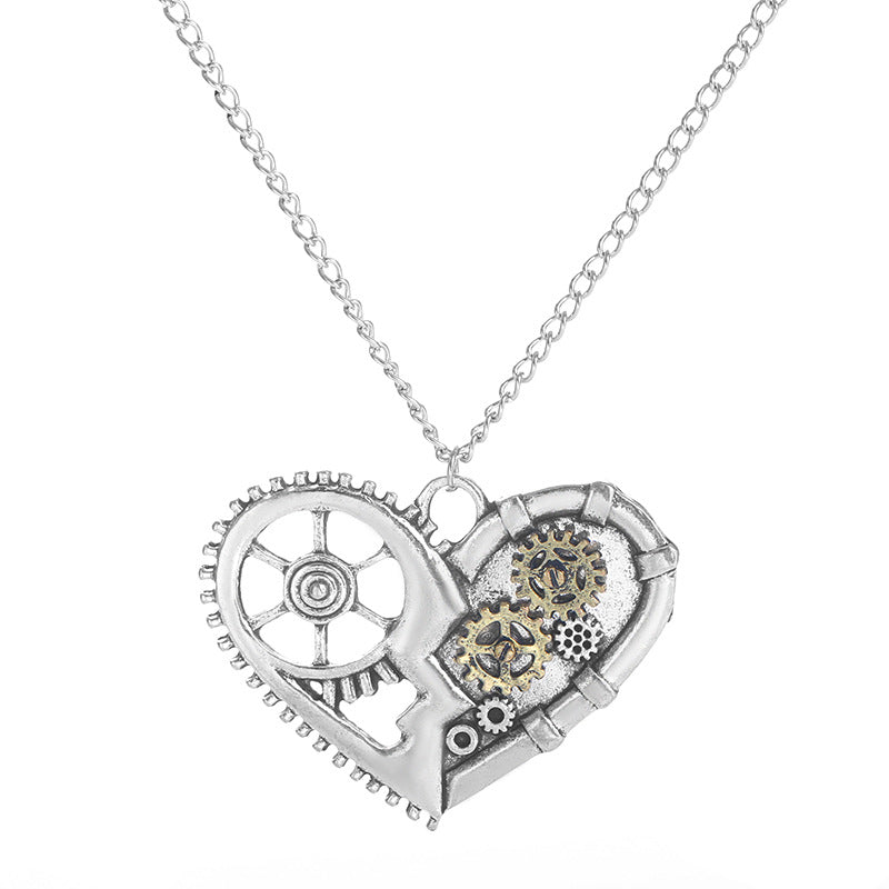 Steampunk Heart-shaped Mechanical Gear Necklace