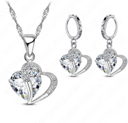 Heart-shaped Earrings Necklace Jewelry Set Decorations Wedding