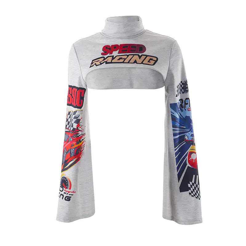 Speed Racing Cropped Knit Turtleneck Top