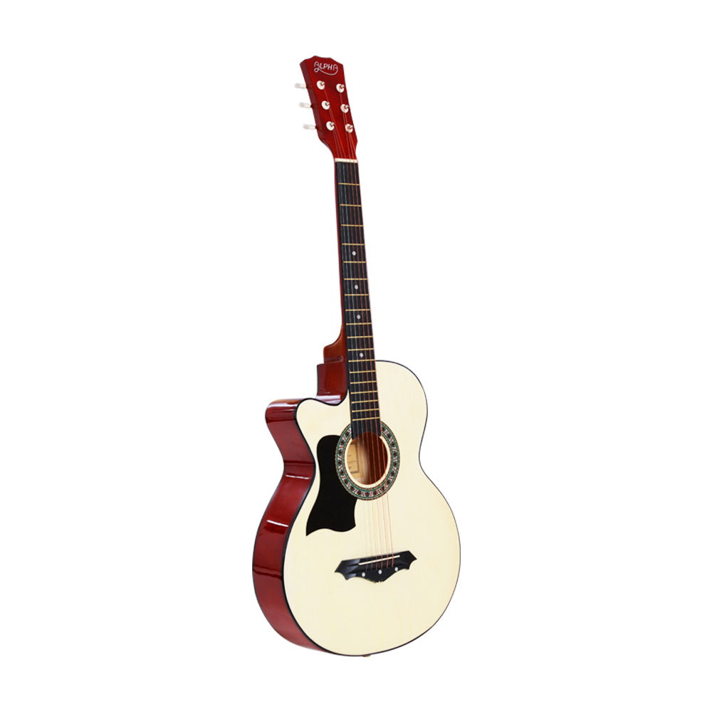 ALPHA 38 Inch Wooden Acoustic Guitar Left handed - Natural Wood-2